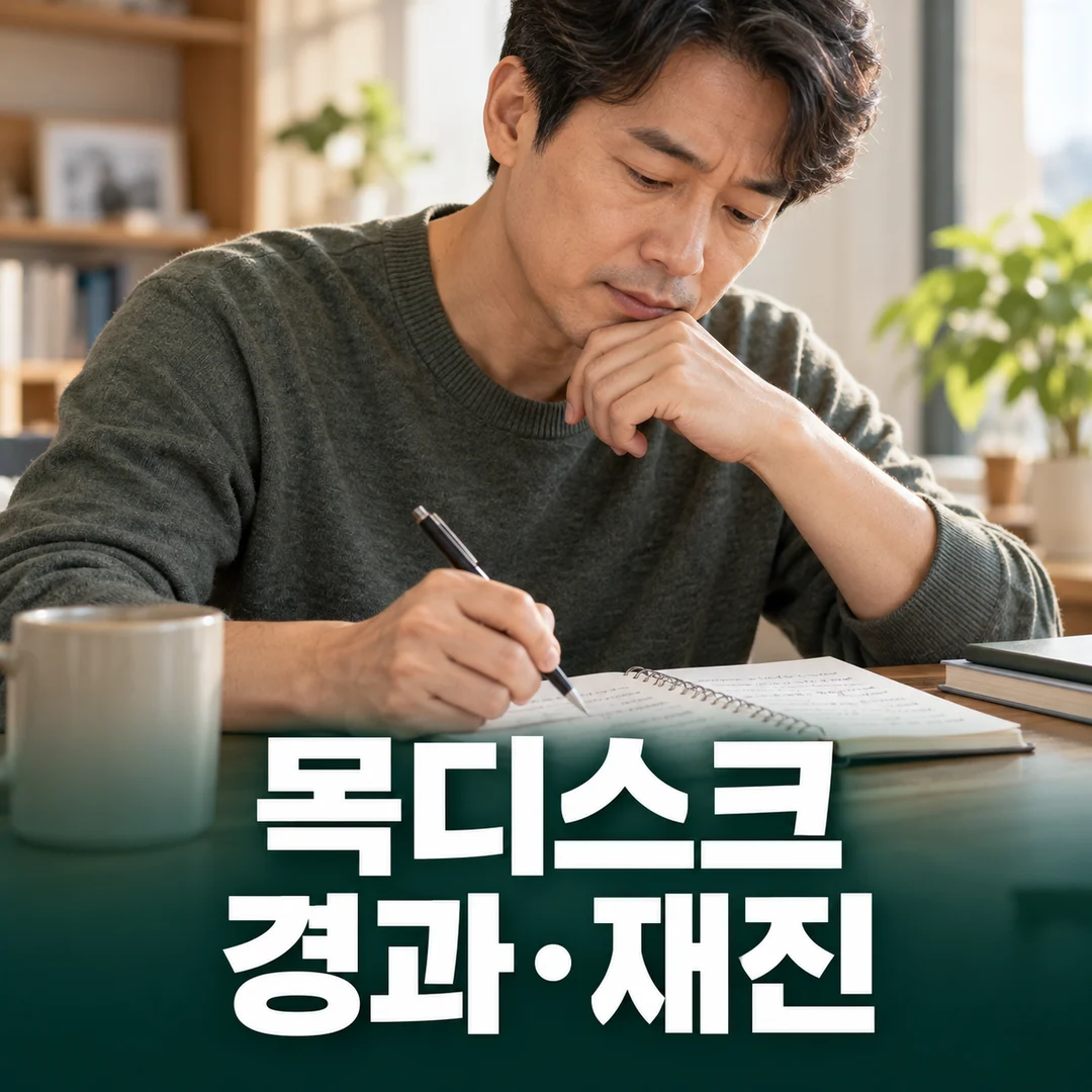 평소 활동과 불편의 변화를 수첩에 기록하는 남성
